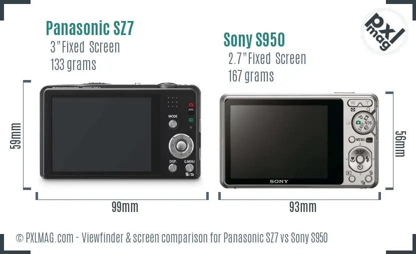 Panasonic SZ7 vs Sony S950 Screen and Viewfinder comparison Panasonic SZ7 vs Sony S950 Screen and Viewfinder comparison