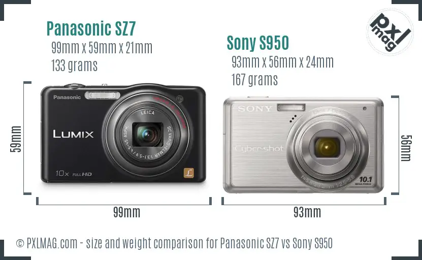 Panasonic SZ7 vs Sony S950 size comparison Panasonic SZ7 vs Sony S950 size comparison