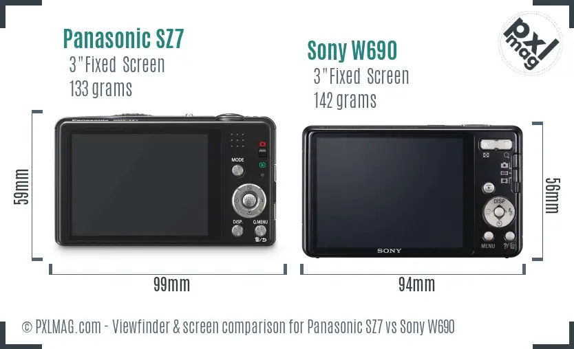 Panasonic SZ7 vs Sony W690 Screen and Viewfinder comparison