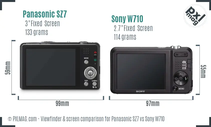 Panasonic SZ7 vs Sony W710 Screen and Viewfinder comparison