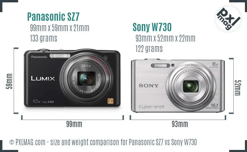 Panasonic SZ7 vs Sony W730 size comparison Panasonic SZ7 vs Sony W730 size comparison