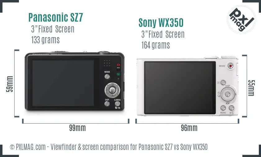 Panasonic SZ7 vs Sony WX350 Screen and Viewfinder comparison