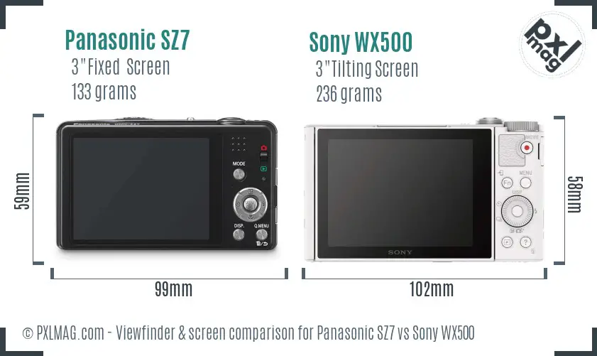 Panasonic SZ7 vs Sony WX500 Screen and Viewfinder comparison Panasonic SZ7 vs Sony WX500 Screen and Viewfinder comparison