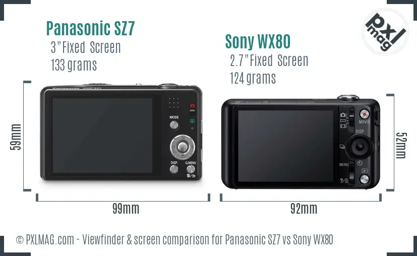 Panasonic SZ7 vs Sony WX80 Screen and Viewfinder comparison