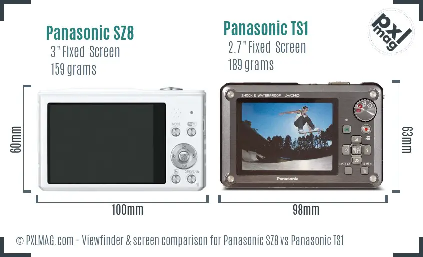 Panasonic SZ8 vs Panasonic TS1 Screen and Viewfinder comparison