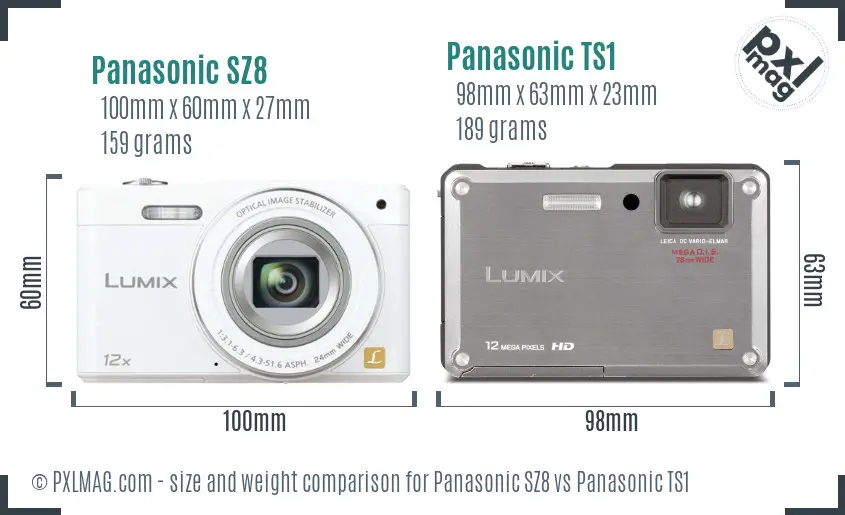 Panasonic SZ8 vs Panasonic TS1 size comparison