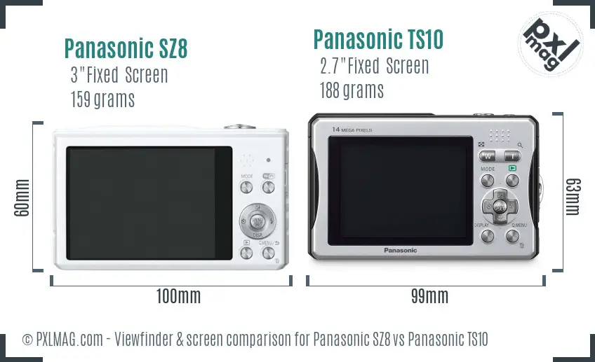 Panasonic SZ8 vs Panasonic TS10 Screen and Viewfinder comparison