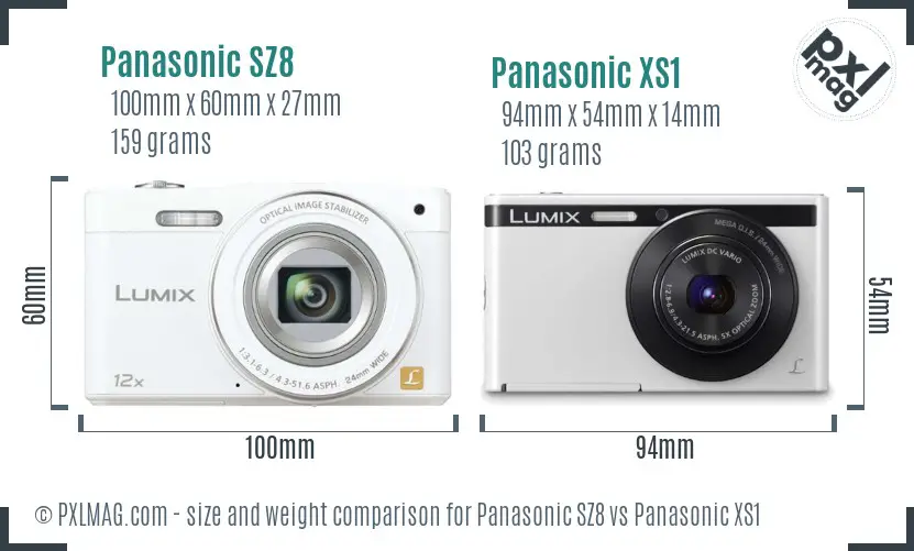 Panasonic SZ8 vs Panasonic XS1 size comparison