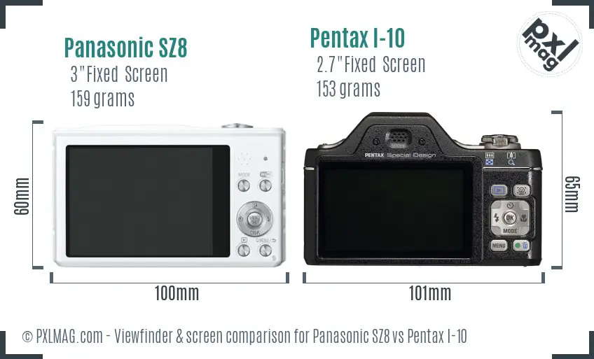 Panasonic SZ8 vs Pentax I-10 Screen and Viewfinder comparison