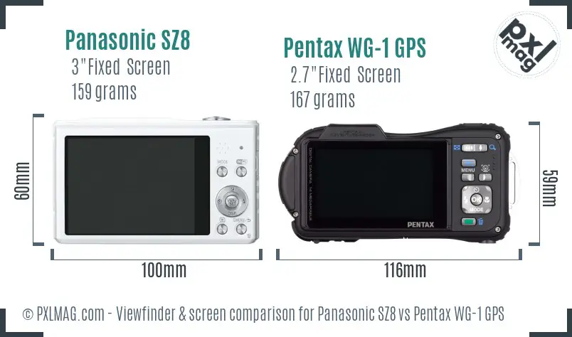 Panasonic SZ8 vs Pentax WG-1 GPS Screen and Viewfinder comparison