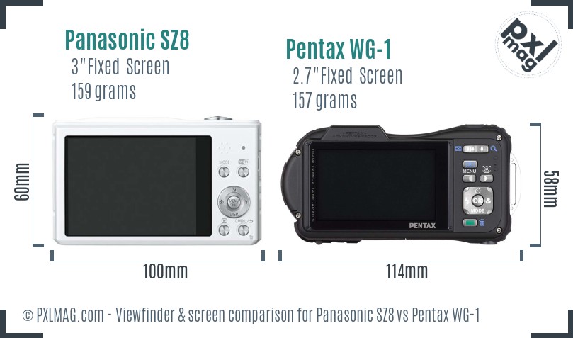 Panasonic SZ8 vs Pentax WG-1 Screen and Viewfinder comparison