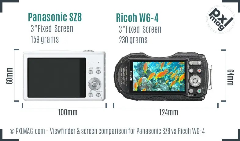 Panasonic SZ8 vs Ricoh WG-4 Screen and Viewfinder comparison Panasonic SZ8 vs Ricoh WG-4 Screen and Viewfinder comparison