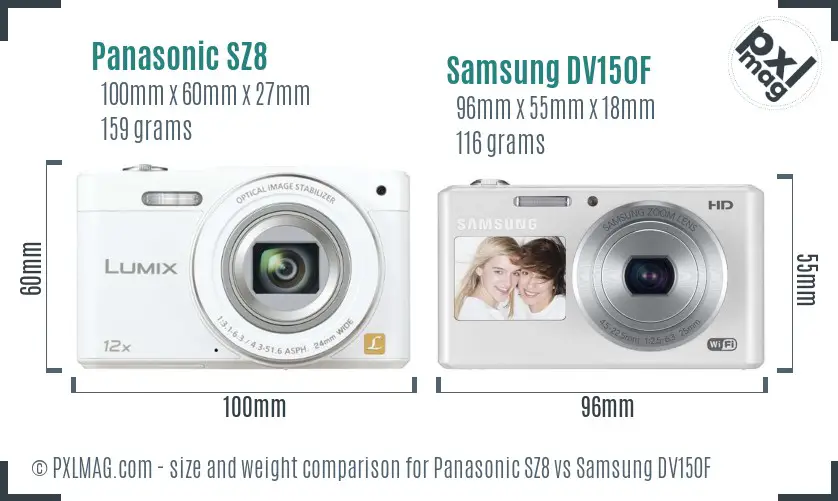 Panasonic SZ8 vs Samsung DV150F size comparison Panasonic SZ8 vs Samsung DV150F size comparison