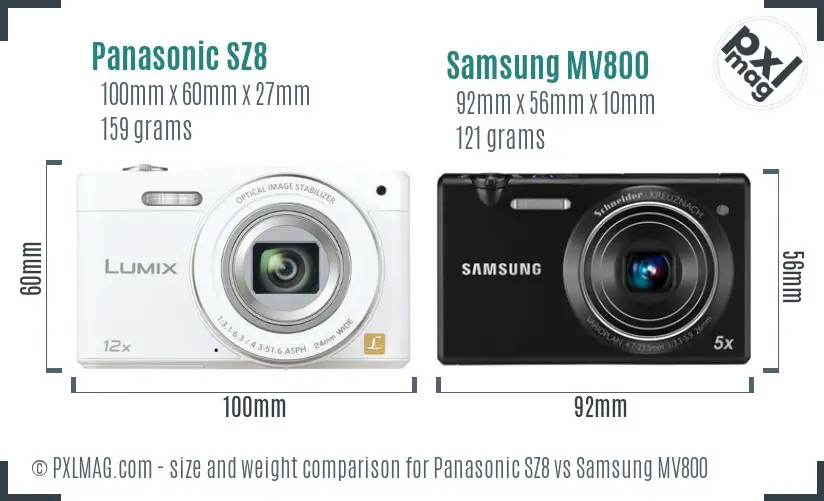 Panasonic SZ8 vs Samsung MV800 size comparison Panasonic SZ8 vs Samsung MV800 size comparison