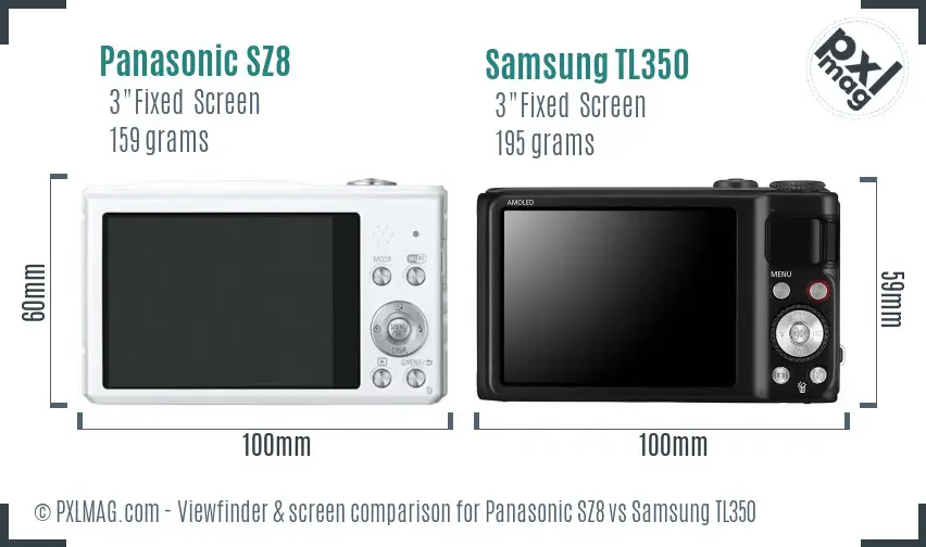 Panasonic SZ8 vs Samsung TL350 Screen and Viewfinder comparison