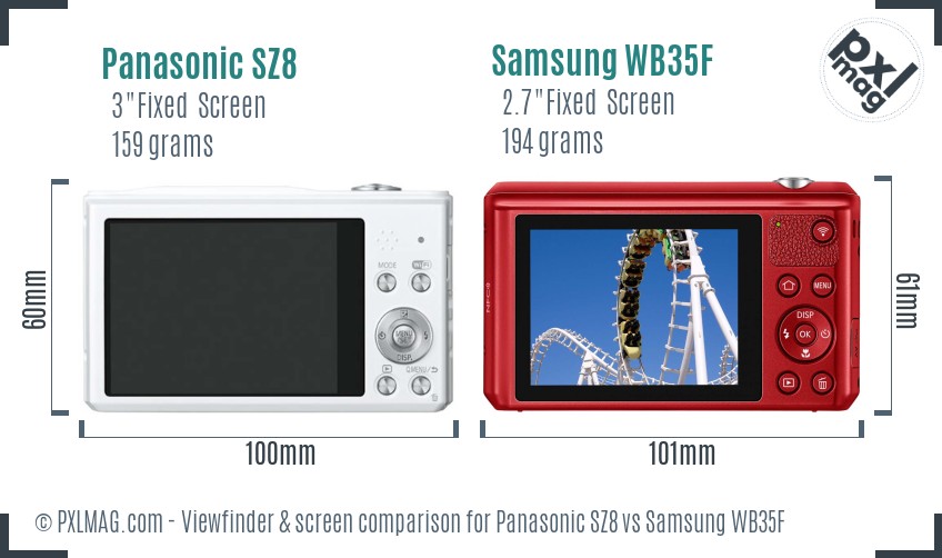 Panasonic SZ8 vs Samsung WB35F Screen and Viewfinder comparison