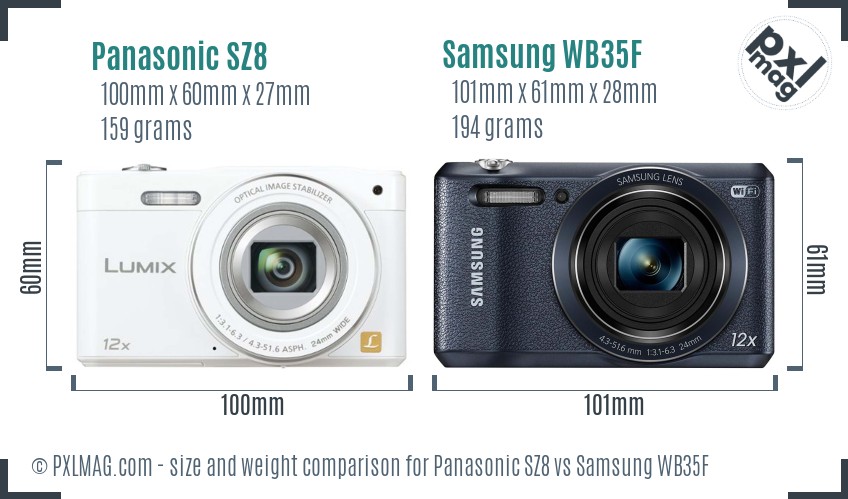 Panasonic SZ8 vs Samsung WB35F size comparison Panasonic SZ8 vs Samsung WB35F size comparison