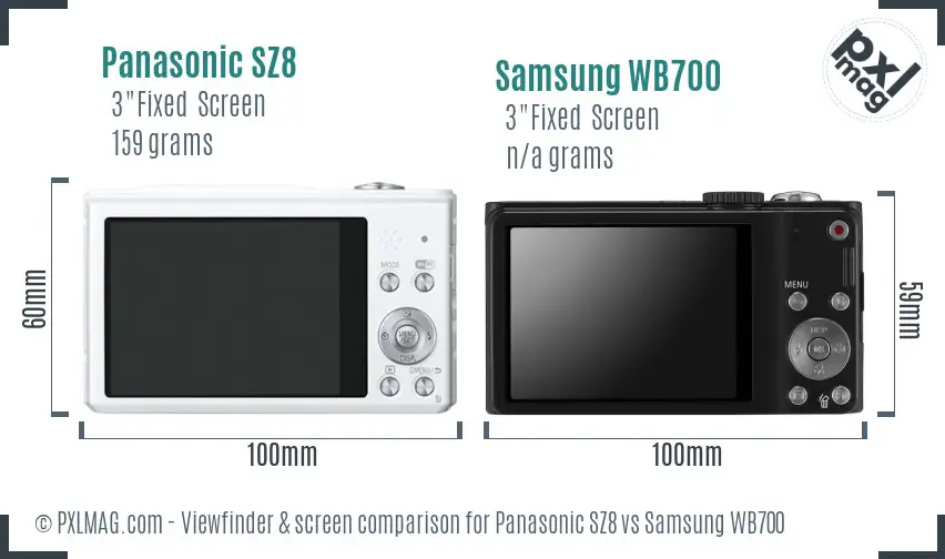 Panasonic SZ8 vs Samsung WB700 Screen and Viewfinder comparison