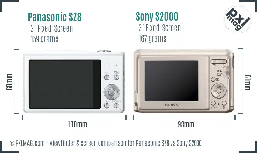 Panasonic SZ8 vs Sony S2000 Screen and Viewfinder comparison Panasonic SZ8 vs Sony S2000 Screen and Viewfinder comparison