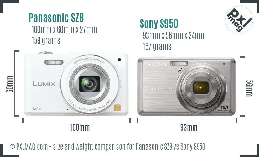 Panasonic SZ8 vs Sony S950 size comparison Panasonic SZ8 vs Sony S950 size comparison