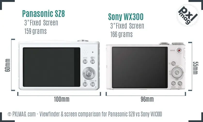 Panasonic SZ8 vs Sony WX300 Screen and Viewfinder comparison Panasonic SZ8 vs Sony WX300 Screen and Viewfinder comparison