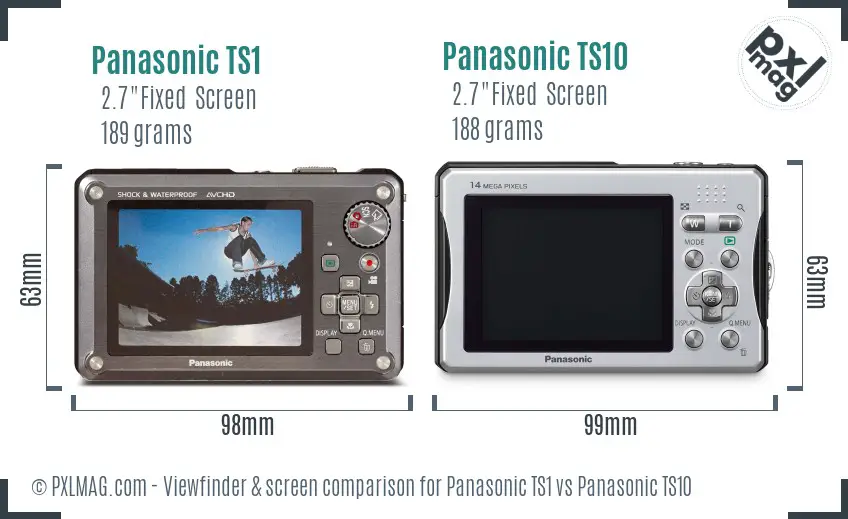Panasonic TS1 vs Panasonic TS10 Screen and Viewfinder comparison