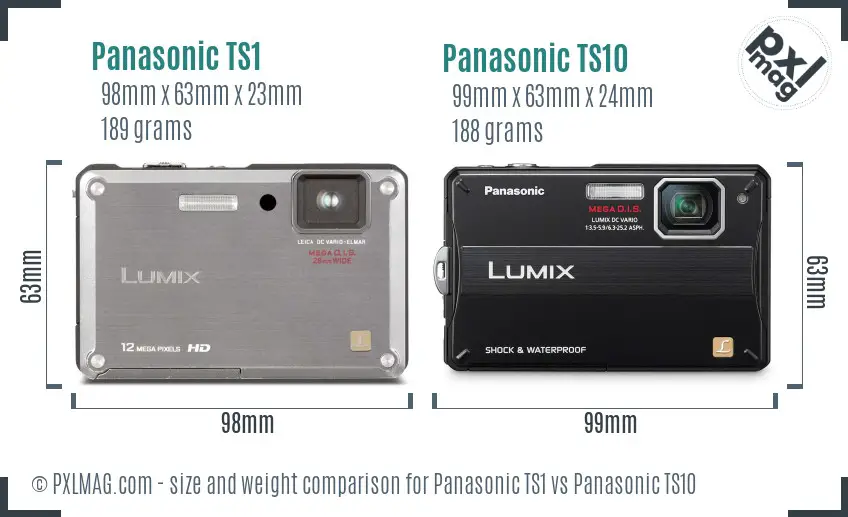 Panasonic TS1 vs Panasonic TS10 size comparison