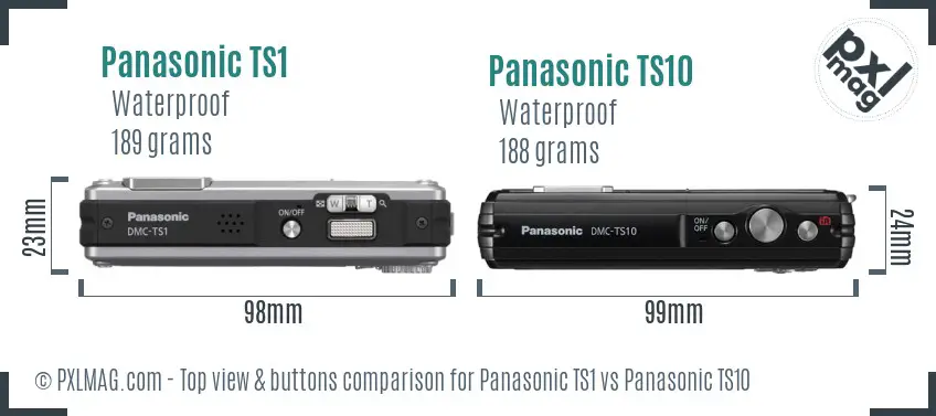 Panasonic TS1 vs Panasonic TS10 top view buttons comparison
