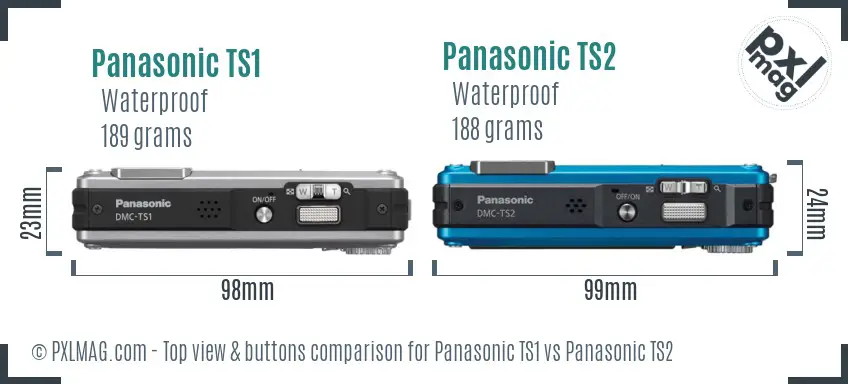 Panasonic TS1 vs Panasonic TS2 top view buttons comparison
