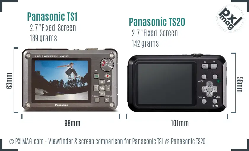 Panasonic TS1 vs Panasonic TS20 Screen and Viewfinder comparison