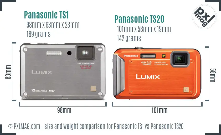 Panasonic TS1 vs Panasonic TS20 size comparison