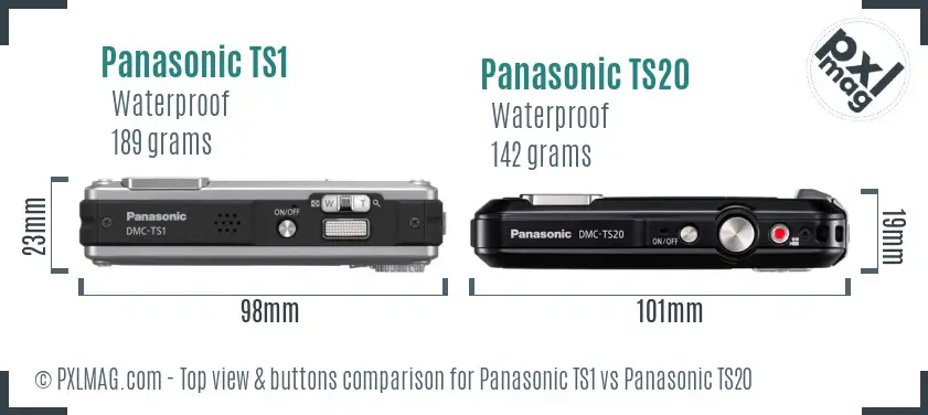 Panasonic TS1 vs Panasonic TS20 top view buttons comparison