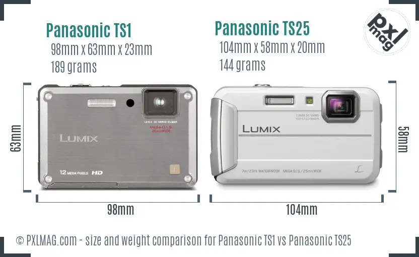 Panasonic TS1 vs Panasonic TS25 size comparison