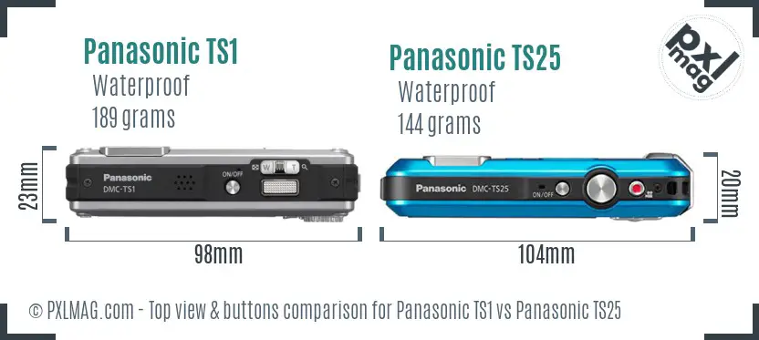 Panasonic TS1 vs Panasonic TS25 top view buttons comparison