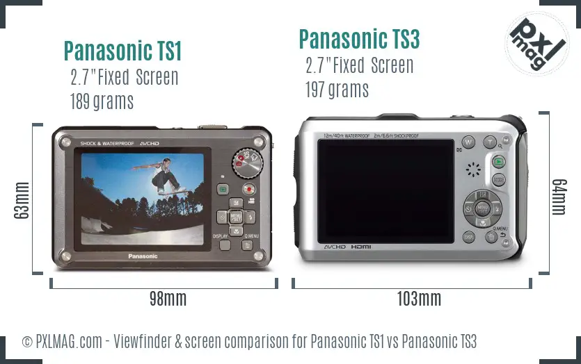 Panasonic TS1 vs Panasonic TS3 Screen and Viewfinder comparison