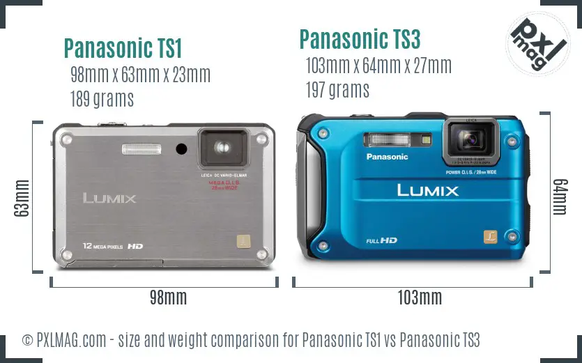 Panasonic TS1 vs Panasonic TS3 size comparison
