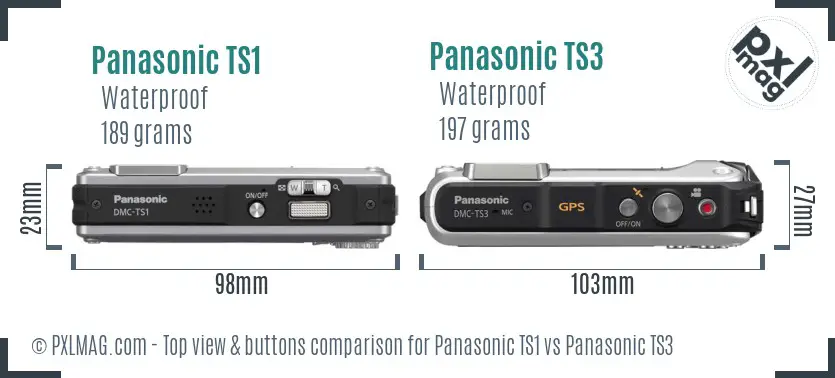 Panasonic TS1 vs Panasonic TS3 top view buttons comparison