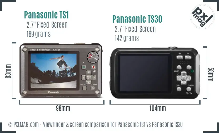 Panasonic TS1 vs Panasonic TS30 Screen and Viewfinder comparison