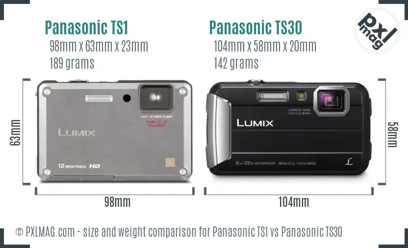 Panasonic TS1 vs Panasonic TS30 size comparison