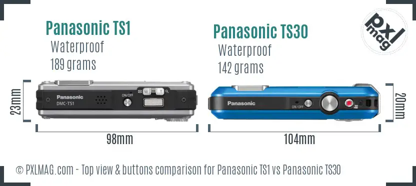 Panasonic TS1 vs Panasonic TS30 top view buttons comparison