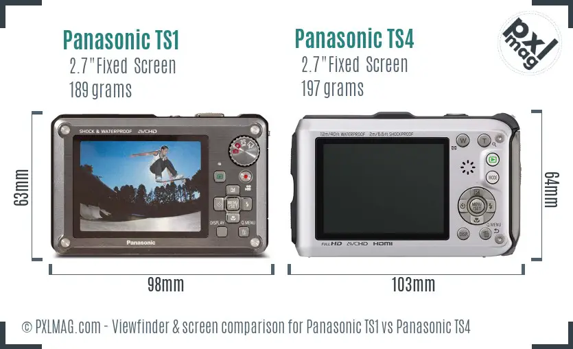 Panasonic TS1 vs Panasonic TS4 Screen and Viewfinder comparison