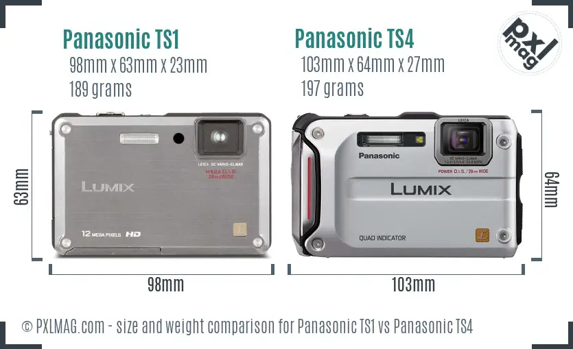 Panasonic TS1 vs Panasonic TS4 size comparison