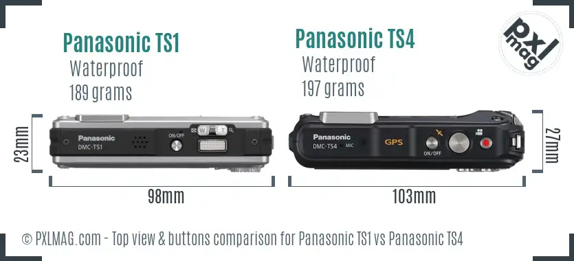 Panasonic TS1 vs Panasonic TS4 top view buttons comparison