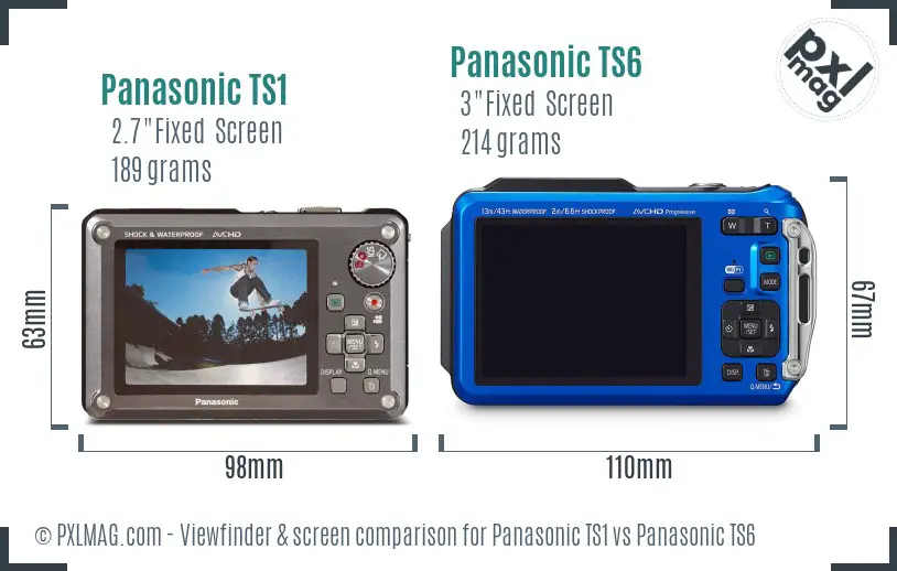 Panasonic TS1 vs Panasonic TS6 Screen and Viewfinder comparison