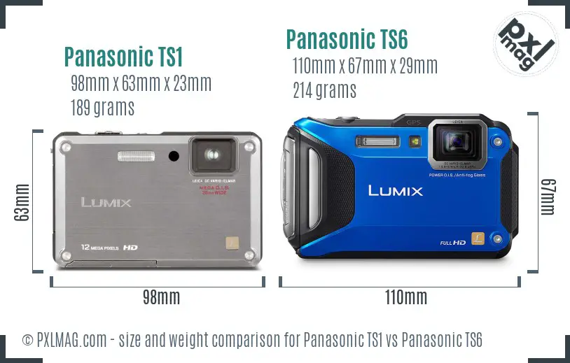Panasonic TS1 vs Panasonic TS6 size comparison