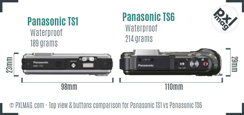 Panasonic TS1 vs Panasonic TS6 top view buttons comparison