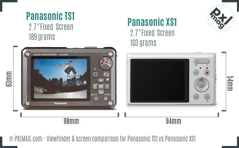 Panasonic TS1 vs Panasonic XS1 Screen and Viewfinder comparison