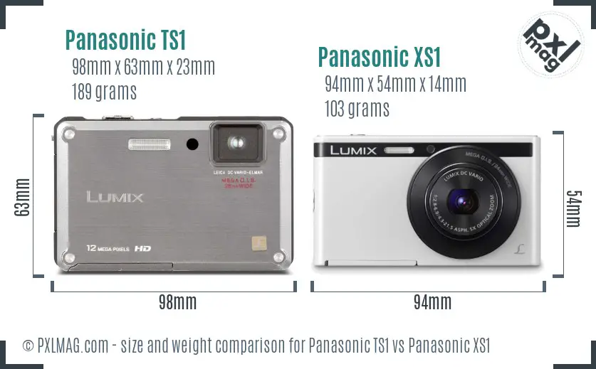 Panasonic TS1 vs Panasonic XS1 size comparison