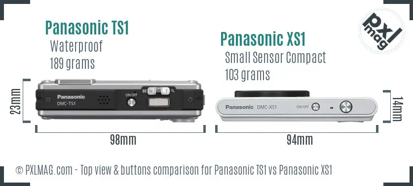 Panasonic TS1 vs Panasonic XS1 top view buttons comparison