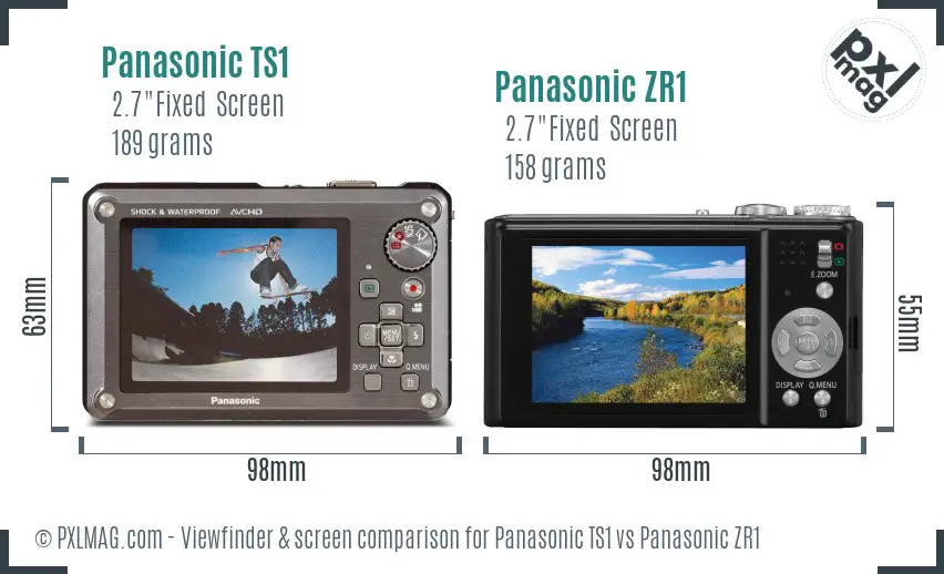 Panasonic TS1 vs Panasonic ZR1 Screen and Viewfinder comparison